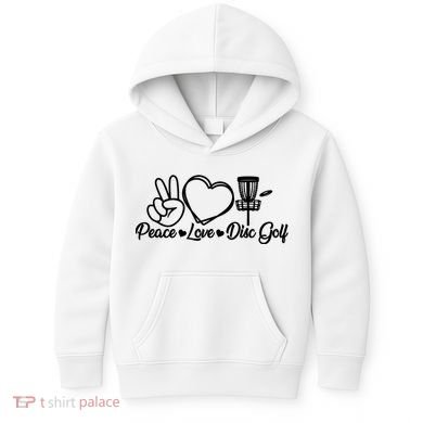 Disc Golfing Peace Love Disc Golf Kids Hoodie