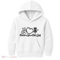 Disc Golfing Peace Love Disc Golf Kids Hoodie thumb 0