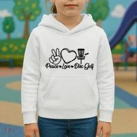 Disc Golfing Peace Love Disc Golf Kids Hoodie thumb 3