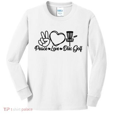 Disc Golfing Peace Love Disc Golf Kids Long Sleeve Shirt