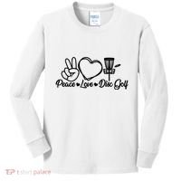 Disc Golfing Peace Love Disc Golf Kids Long Sleeve Shirt thumb 0