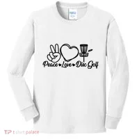 Disc Golfing Peace Love Disc Golf Kids Long Sleeve Shirt thumb 0