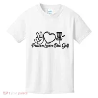 Disc Golfing Peace Love Disc Golf Kids T-Shirt thumb 0