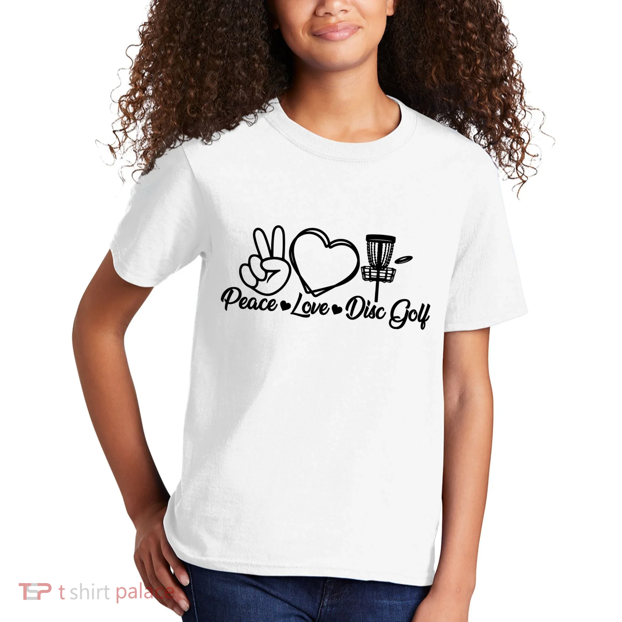 Disc Golfing Peace Love Disc Golf Kids T-Shirt