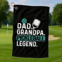 Dad Grandpa Pickleball Legend Player Funny Pickle Ball Funny Gift Golf Towel thumb 1