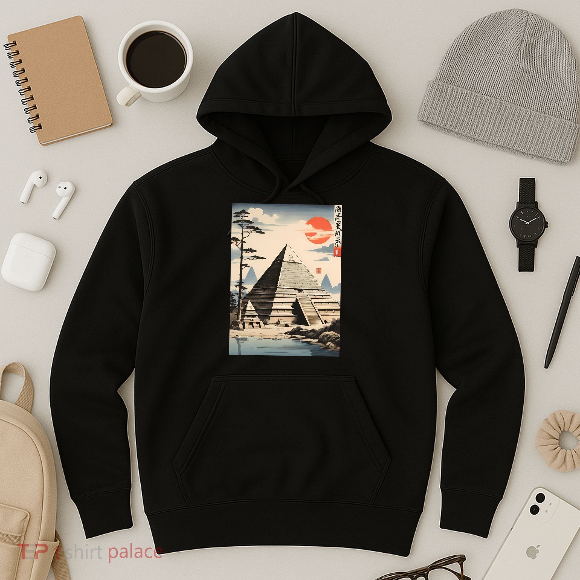 Drawing Giza Pyramid Japanes Style Hoodie