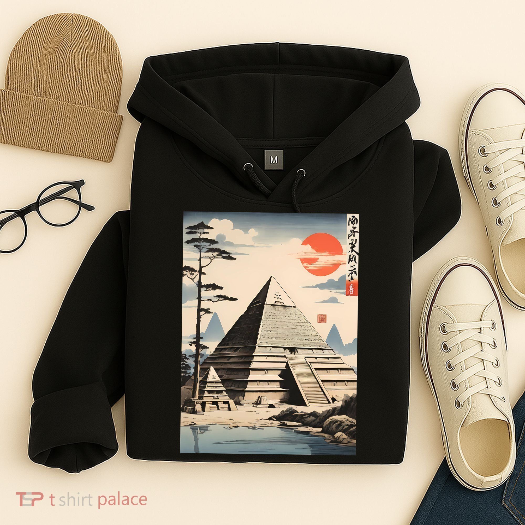 Drawing Giza Pyramid Japanes Style Hoodie