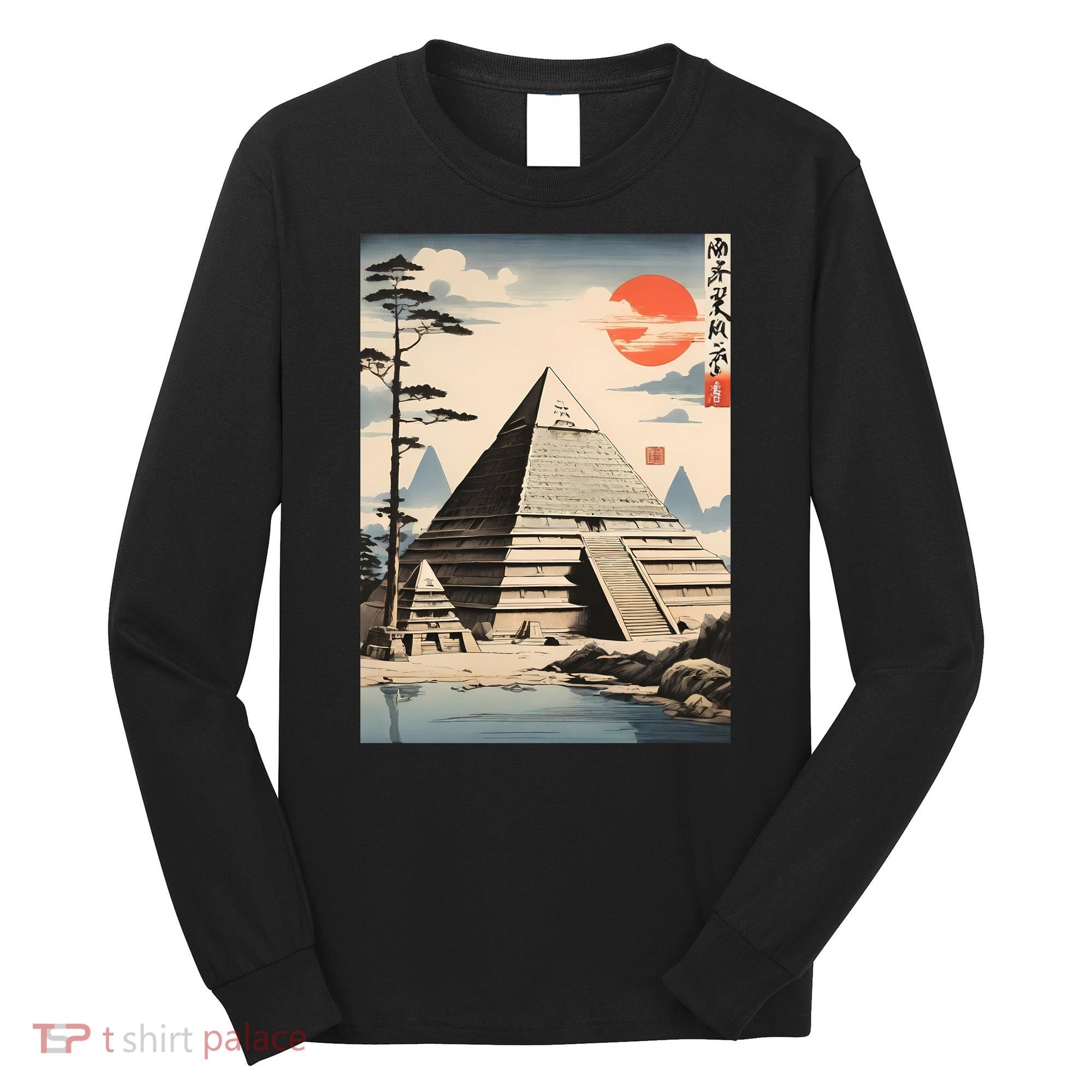 Drawing Giza Pyramid Japanes Style Long Sleeve Shirt