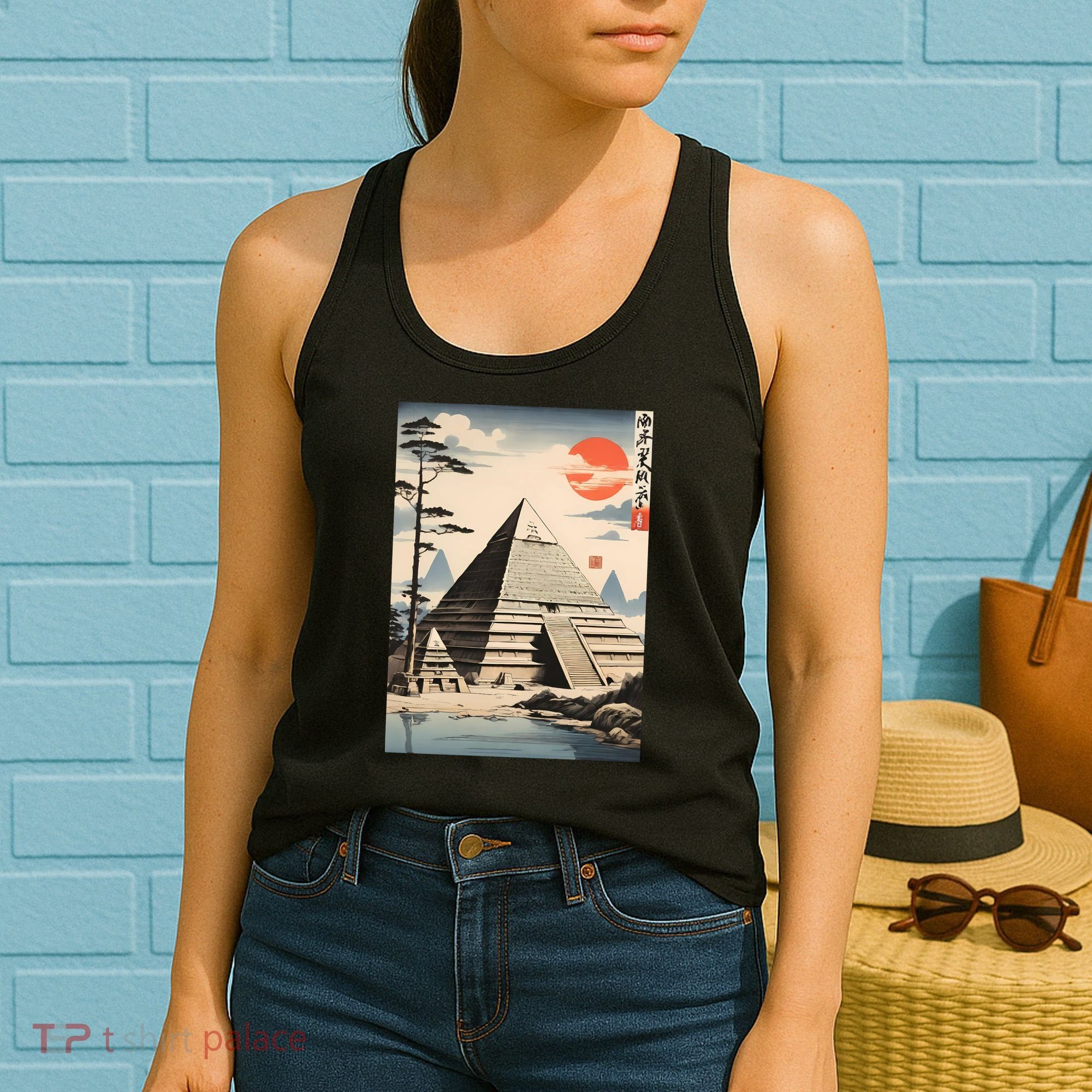 Drawing Giza Pyramid Japanes Style Women's Tank Top