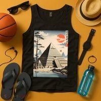 Drawing Giza Pyramid Japanes Style Tank Top thumb 4
