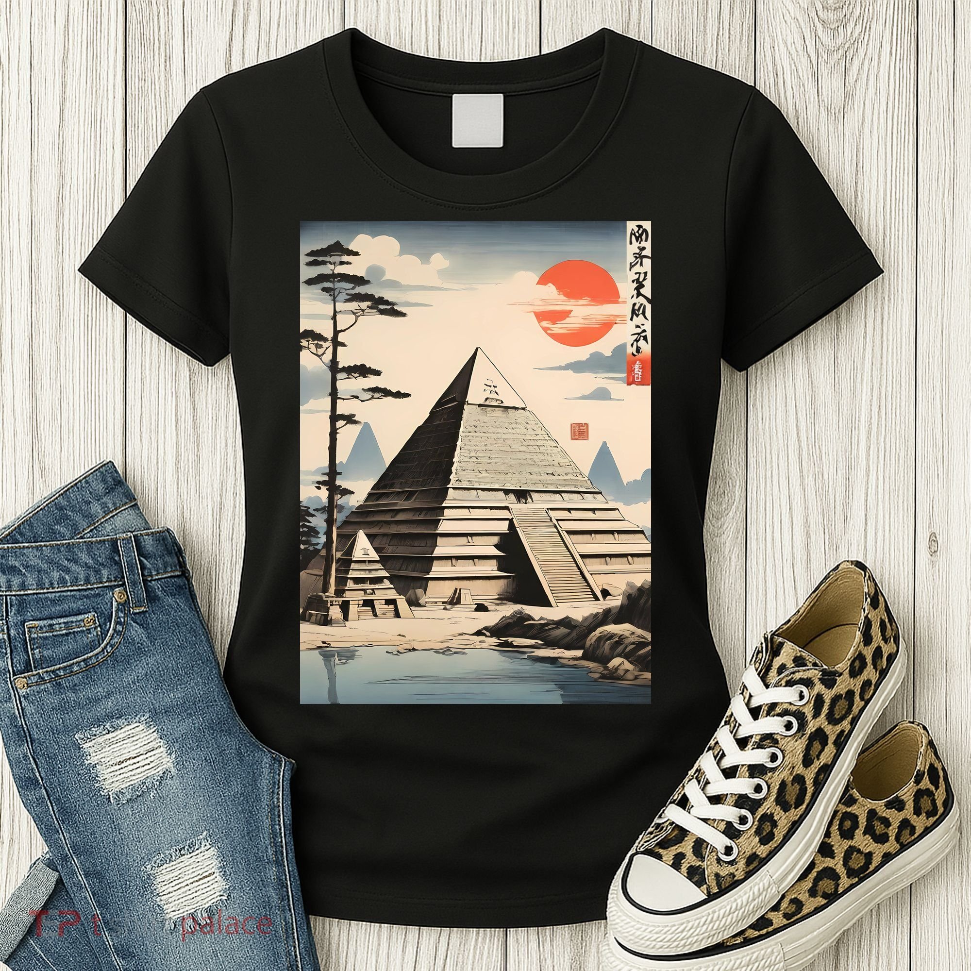 Drawing Giza Pyramid Japanes Style Women's T-Shirt