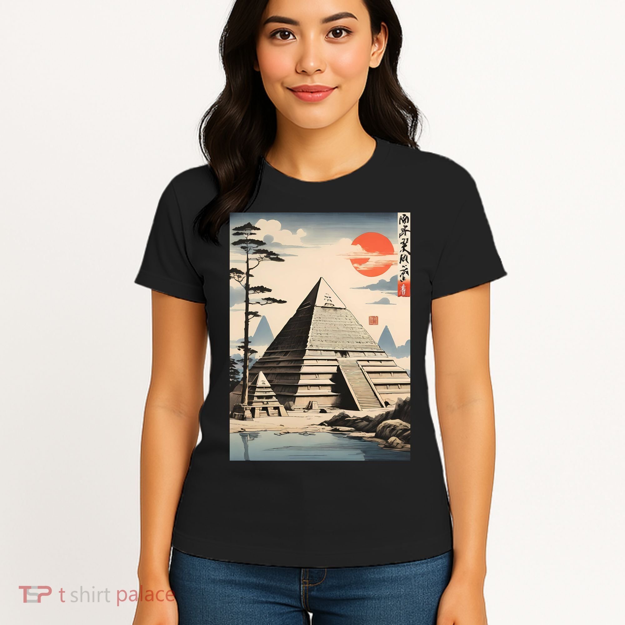 Drawing Giza Pyramid Japanes Style Women's T-Shirt