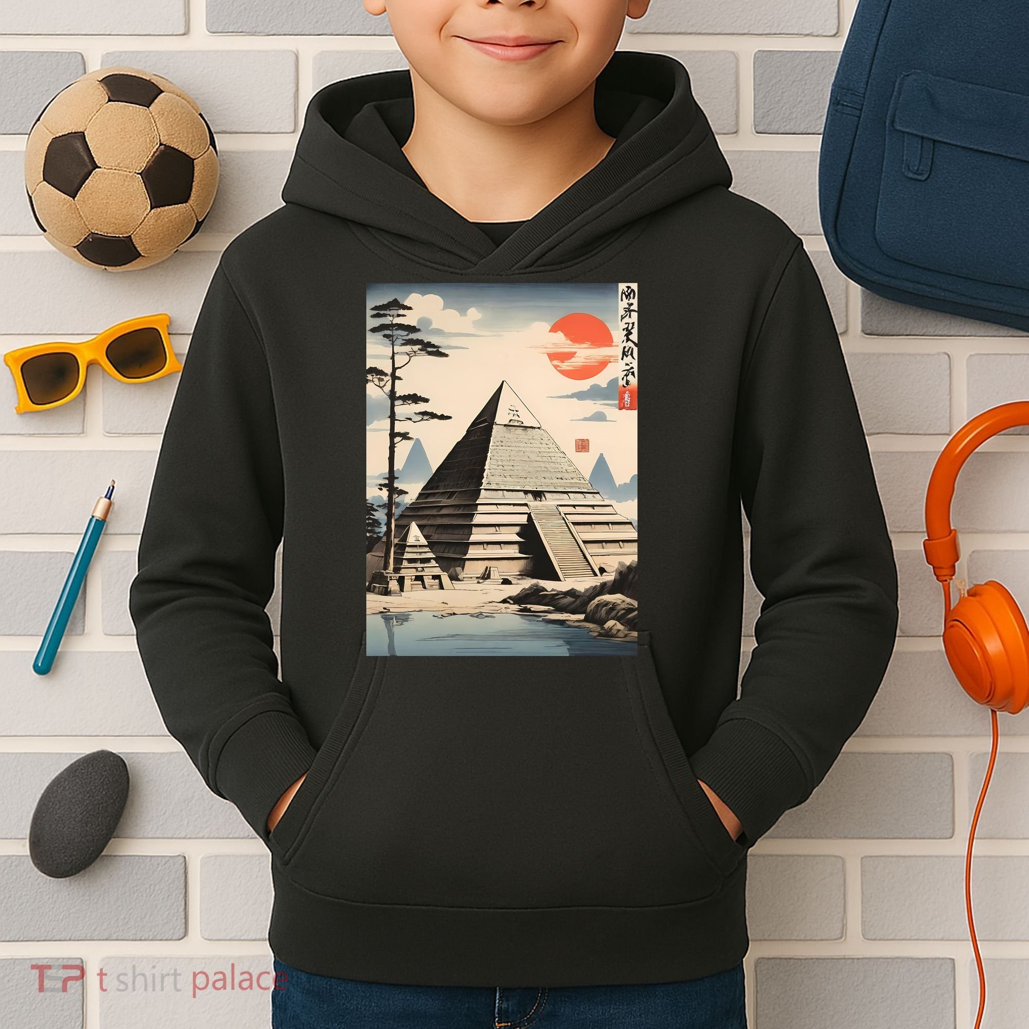 Drawing Giza Pyramid Japanes Style Kids Hoodie
