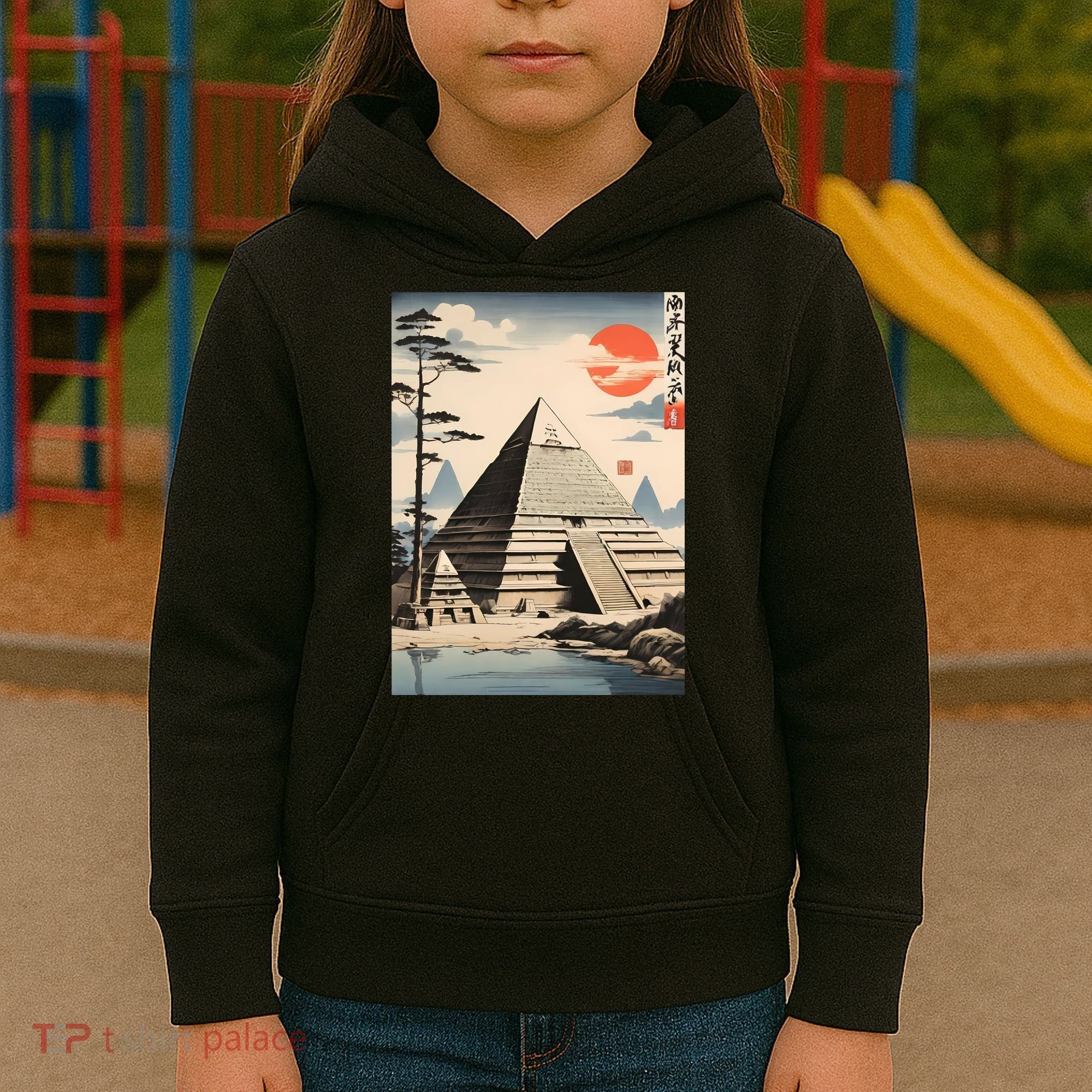 Drawing Giza Pyramid Japanes Style Kids Hoodie
