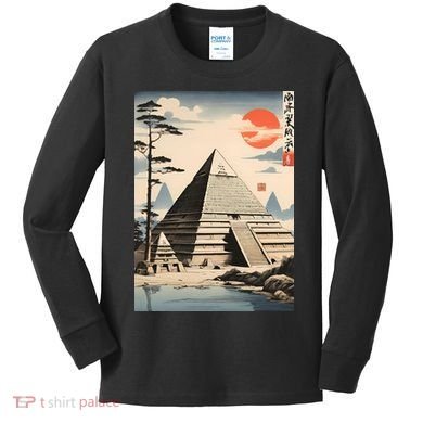 Drawing Giza Pyramid Japanes Style Kids Long Sleeve Shirt