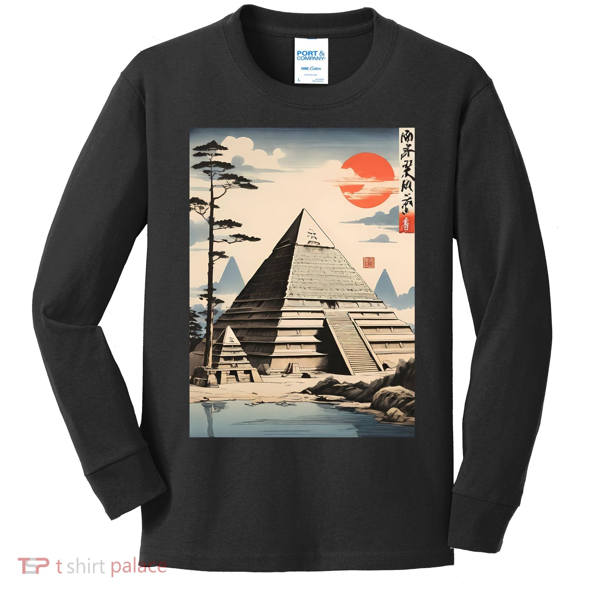 Drawing Giza Pyramid Japanes Style Kids Long Sleeve Shirt