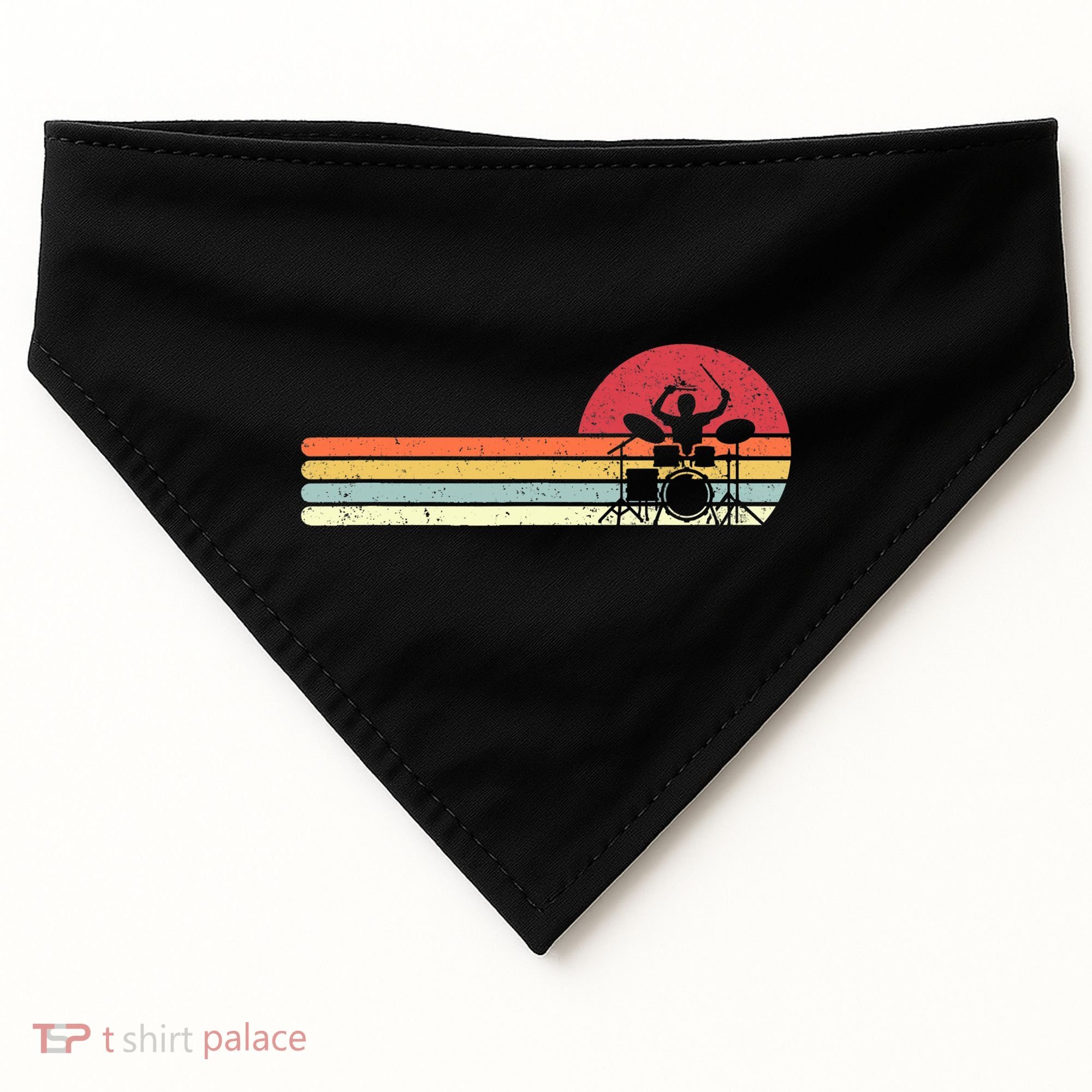 Drummer Gift Retro Style Drum Player Funny Gift USA-Made Doggie Bandana