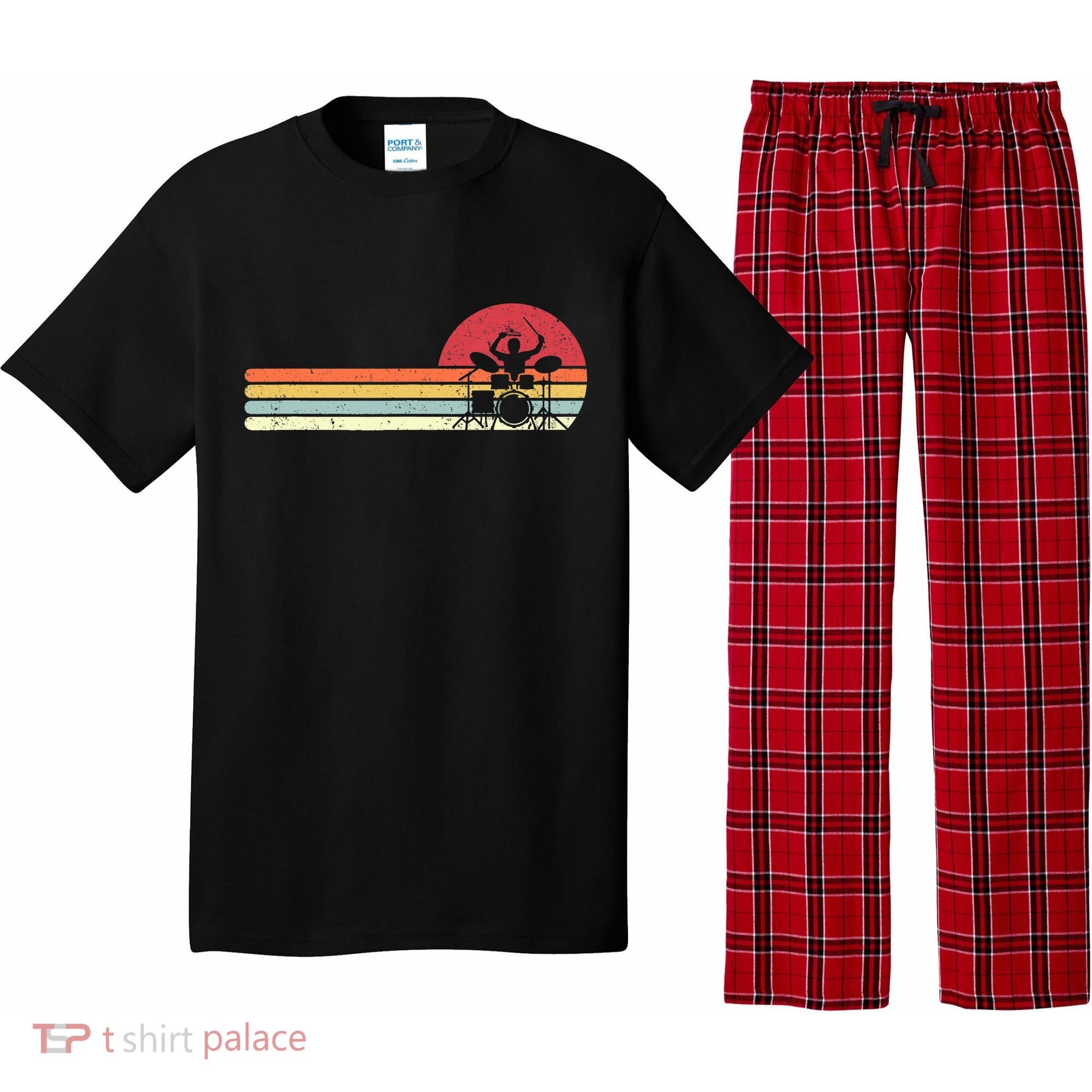 Drummer Gift Retro Style Drum Player Funny Gift Pajama Set
