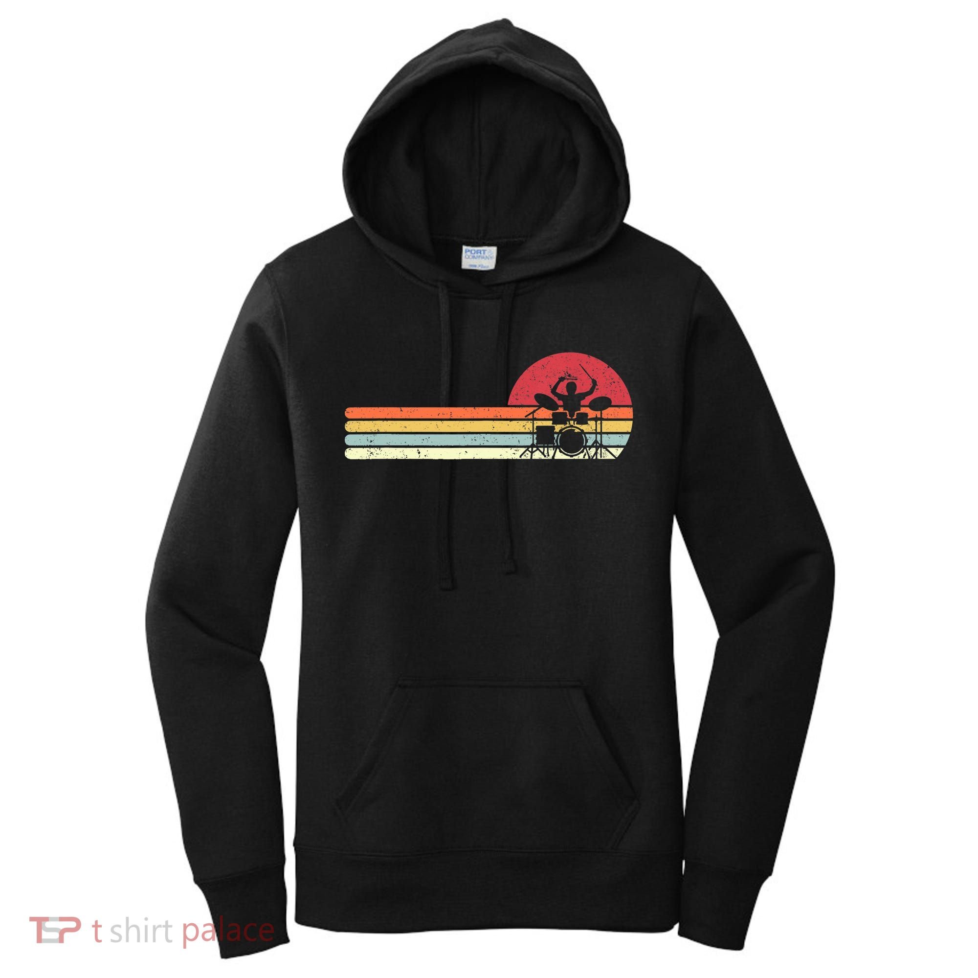 Drummer Gift Retro Style Drum Player Funny Gift Women's Hoodie