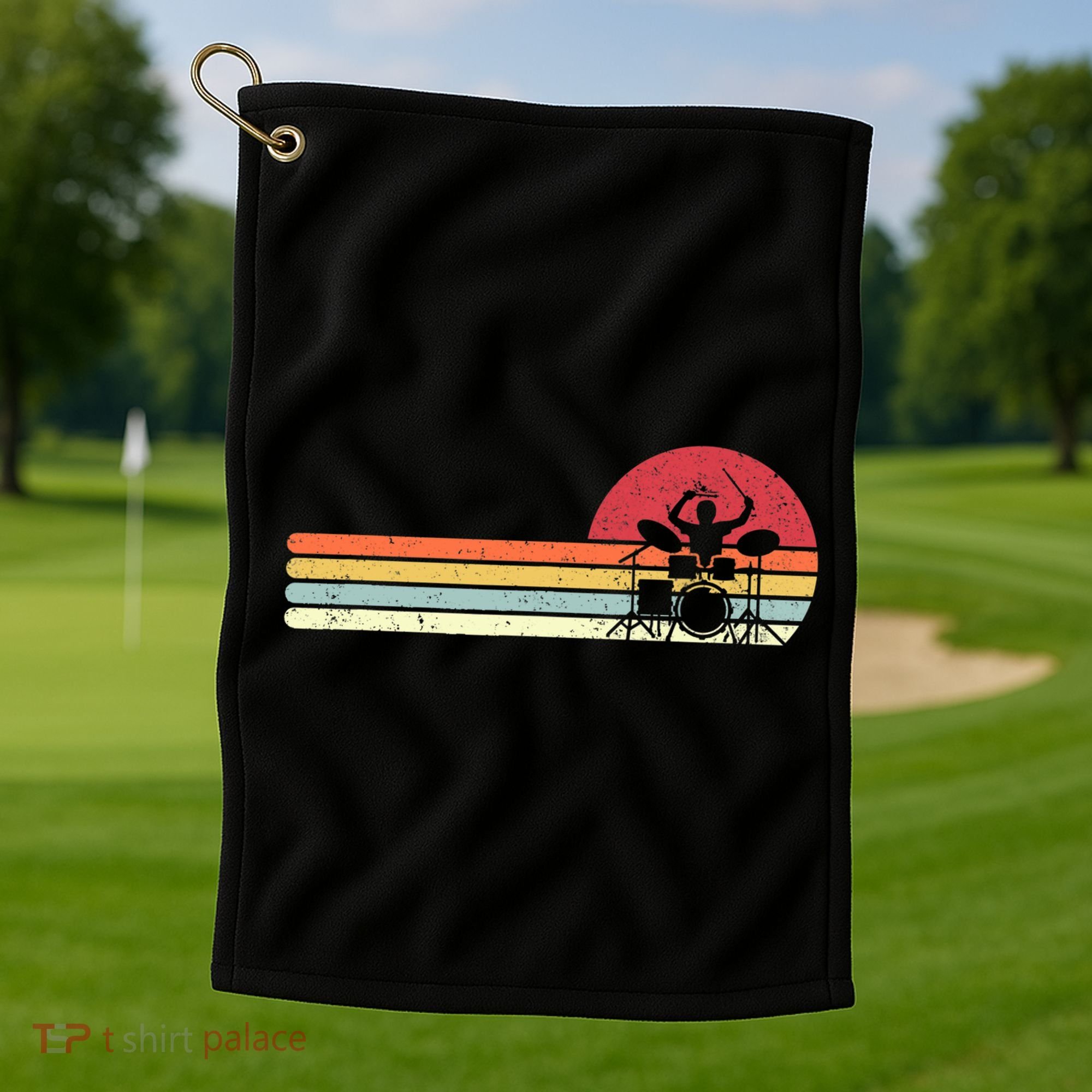 Drummer Gift Retro Style Drum Player Funny Gift Golf Towel