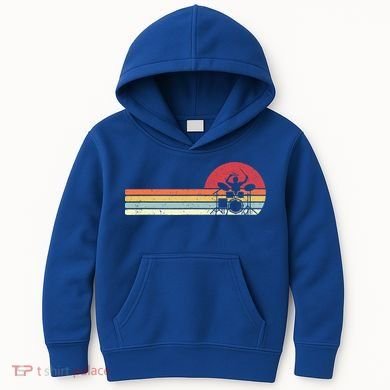 Drummer Gift Retro Style Drum Player Funny Gift Kids Hoodie