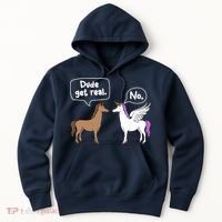 Dude Get Real Mythical Animal Rainbow Unicorn Magical Hoodie thumb 0