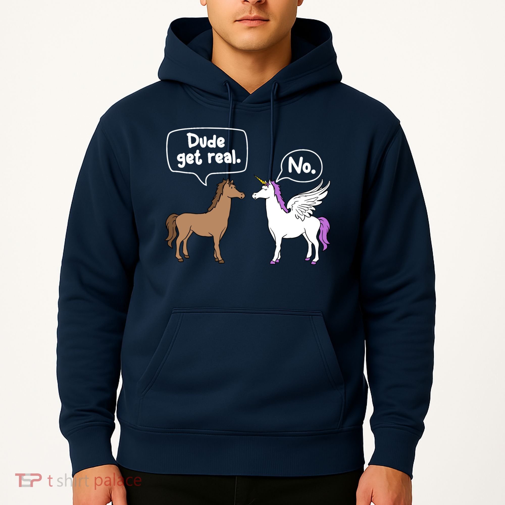 Dude Get Real Mythical Animal Rainbow Unicorn Magical Hoodie