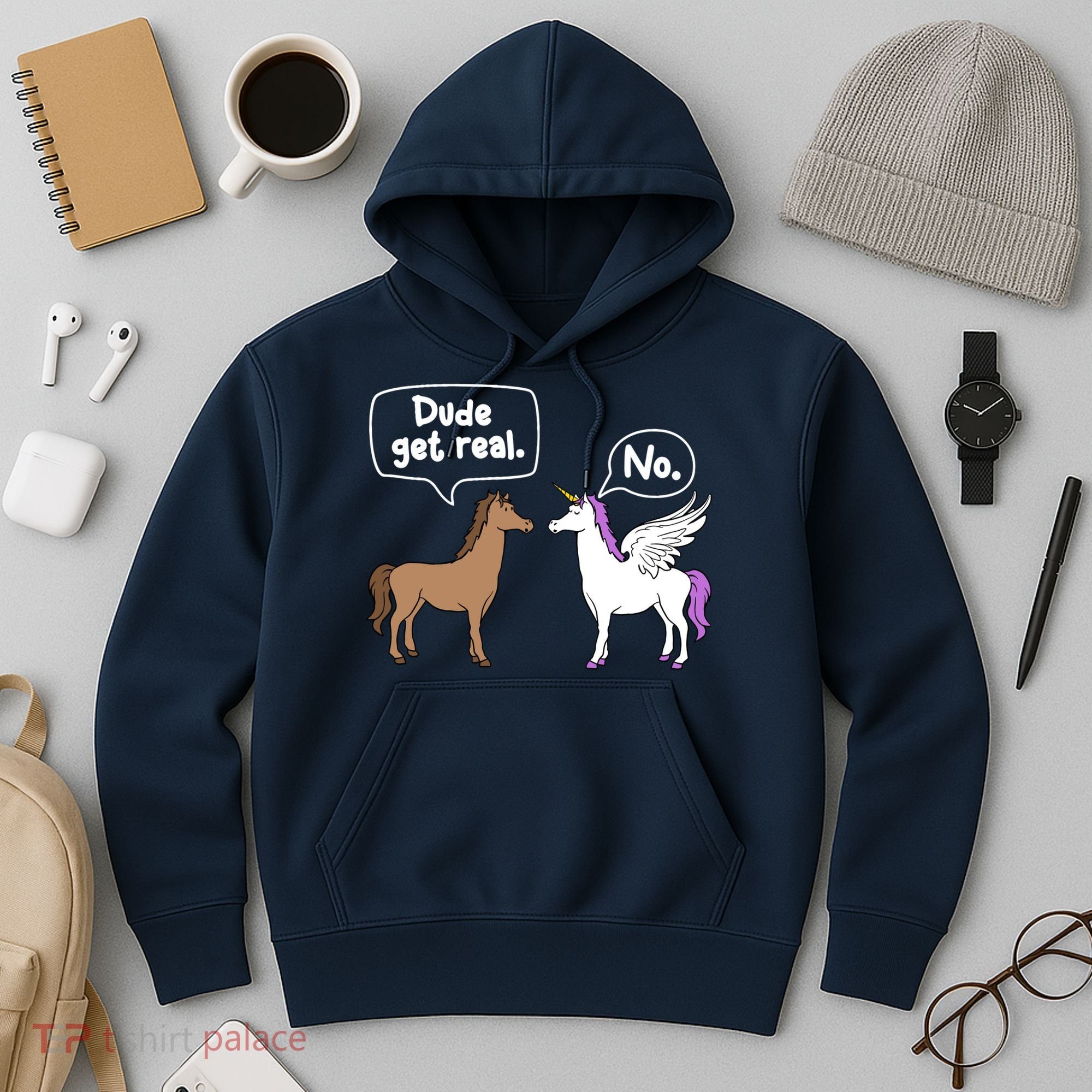 Dude Get Real Mythical Animal Rainbow Unicorn Magical Hoodie