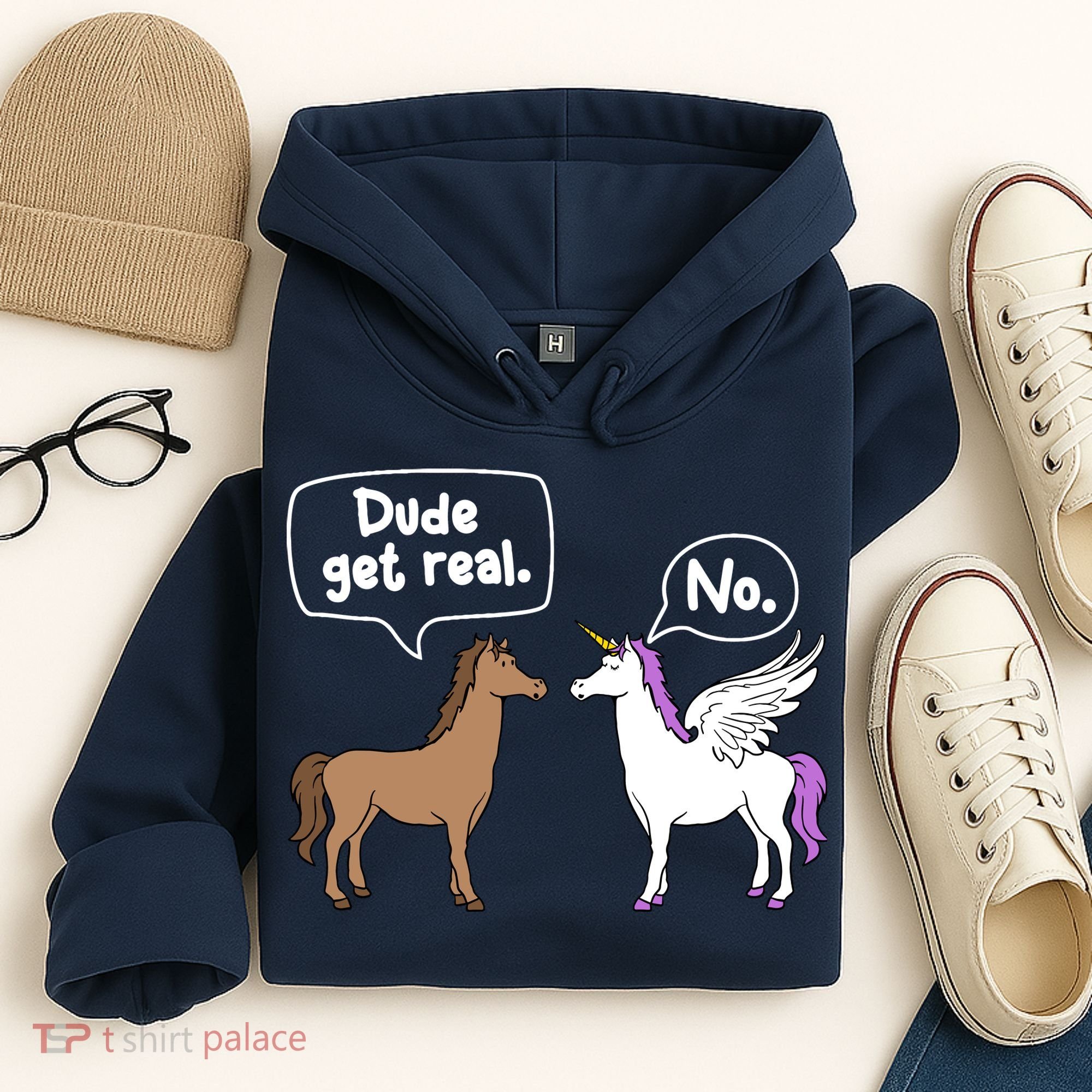 Dude Get Real Mythical Animal Rainbow Unicorn Magical Hoodie