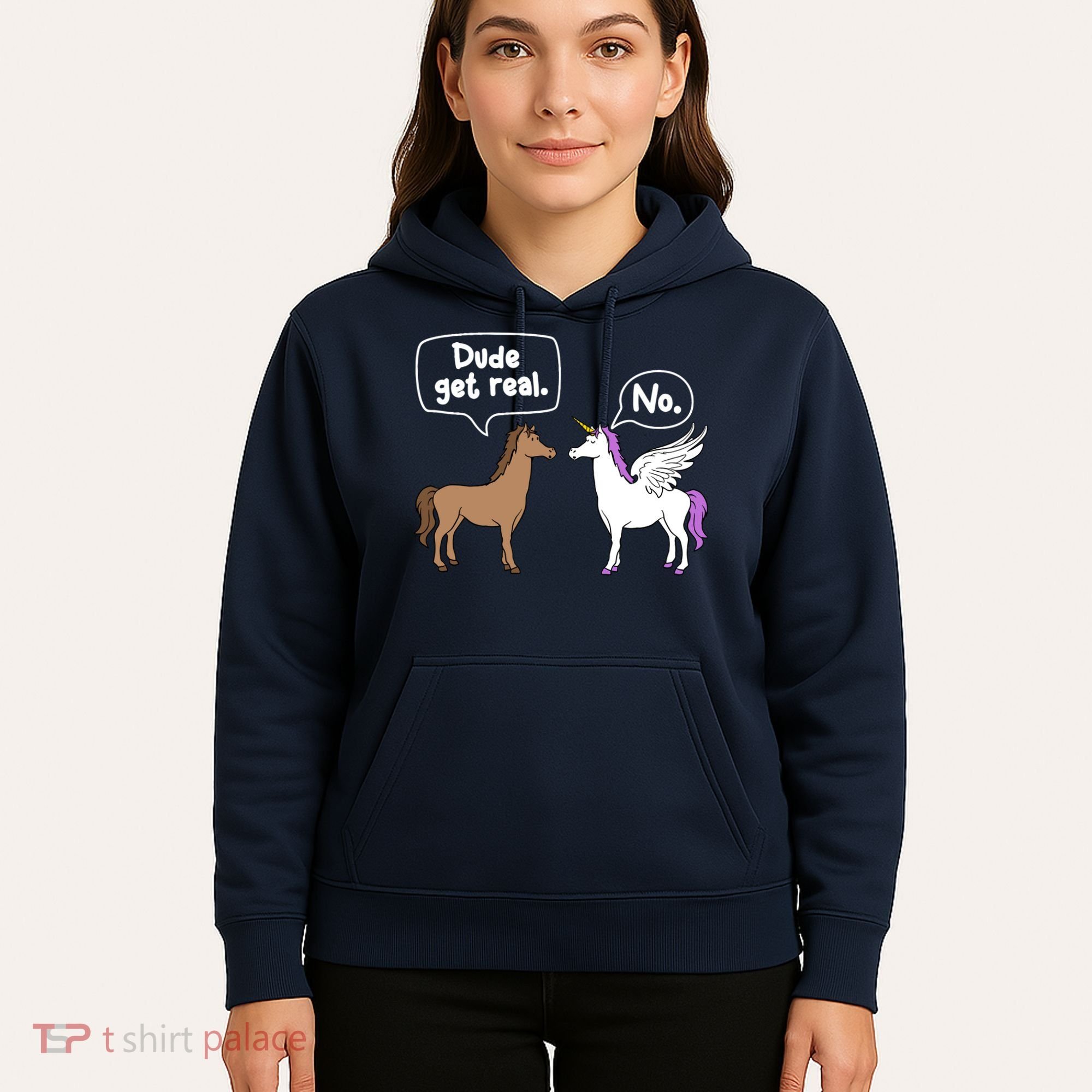 Dude Get Real Mythical Animal Rainbow Unicorn Magical Hoodie