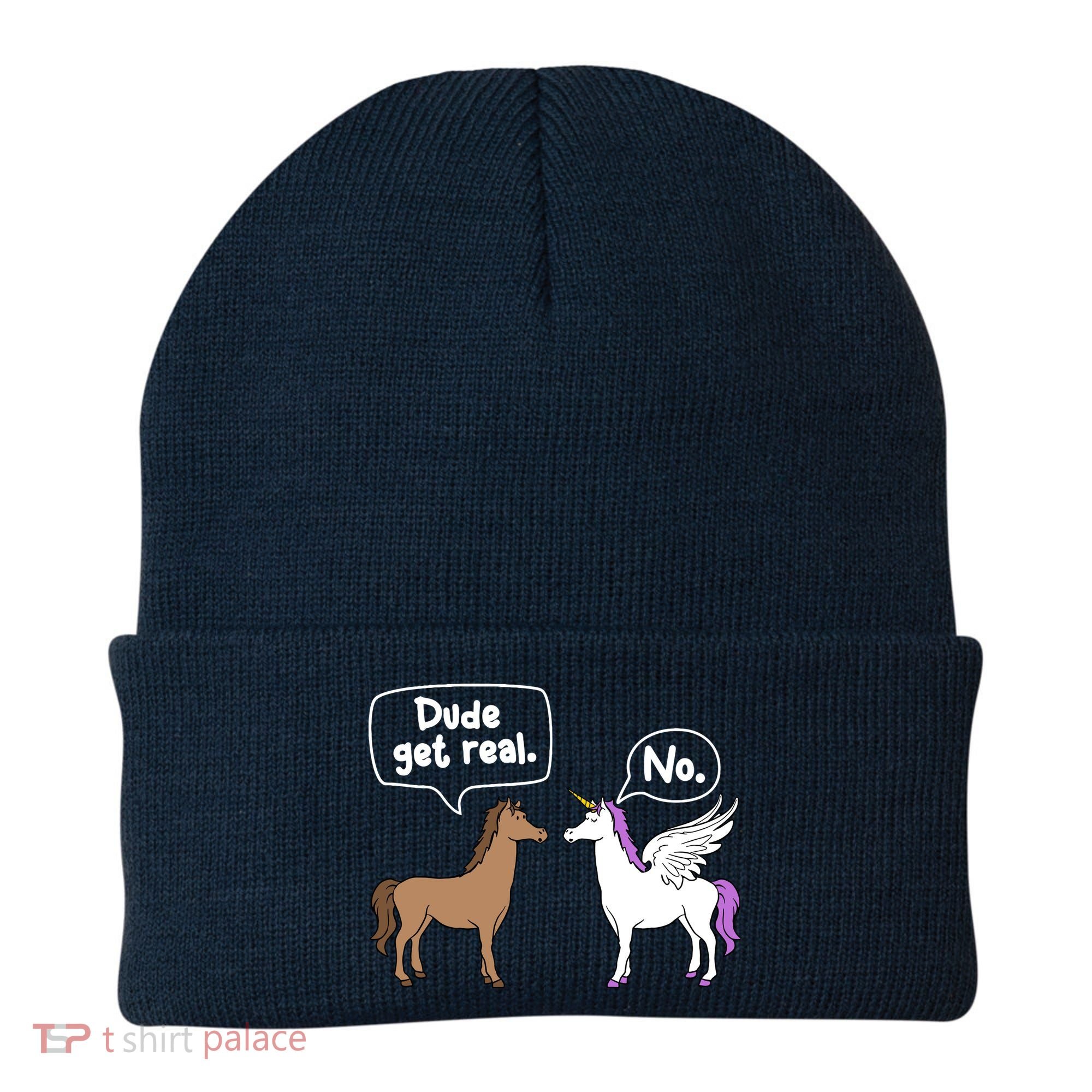 Dude Get Real Mythical Animal Rainbow Unicorn Magical Beanie
