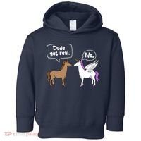 Dude Get Real Mythical Animal Rainbow Unicorn Magical Toddler Hoodie thumb 0