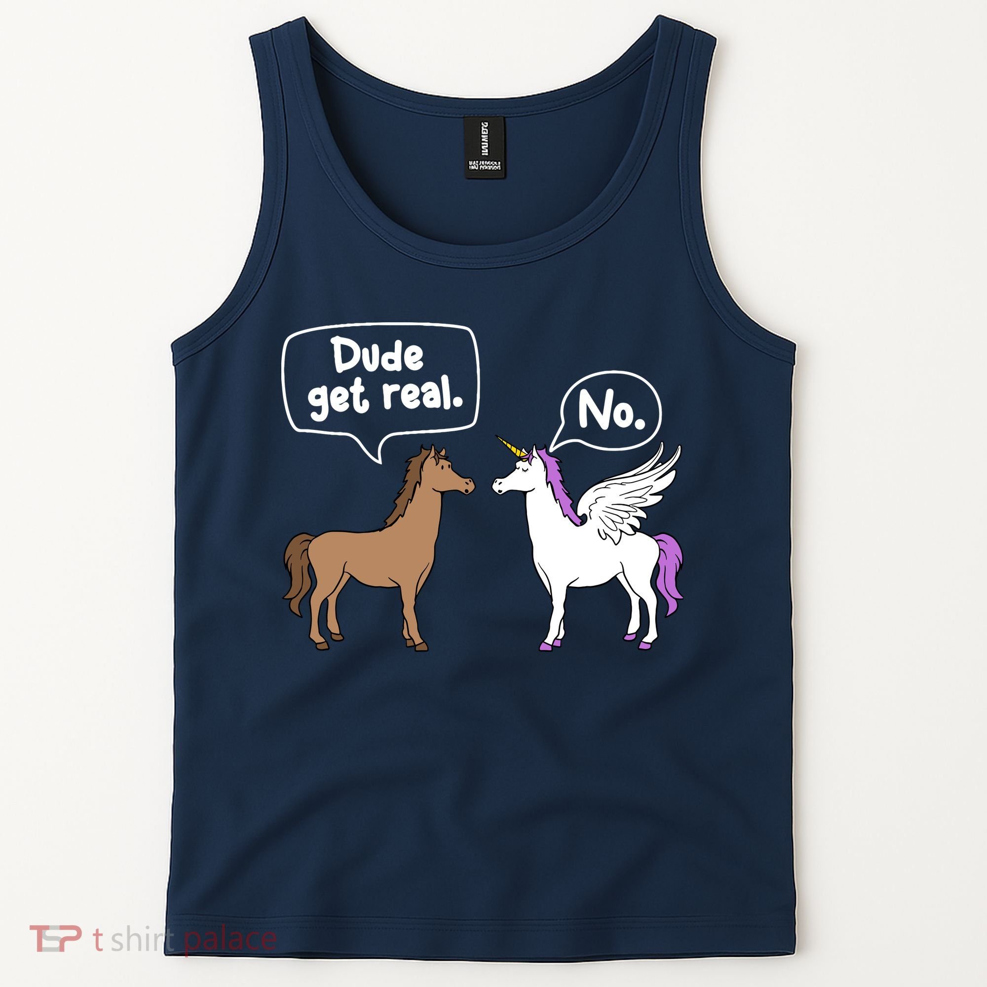 Dude Get Real Mythical Animal Rainbow Unicorn Magical Tank Top