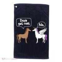 Dude Get Real Mythical Animal Rainbow Unicorn Magical Golf Towel thumb 0