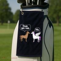 Dude Get Real Mythical Animal Rainbow Unicorn Magical Golf Towel thumb 2