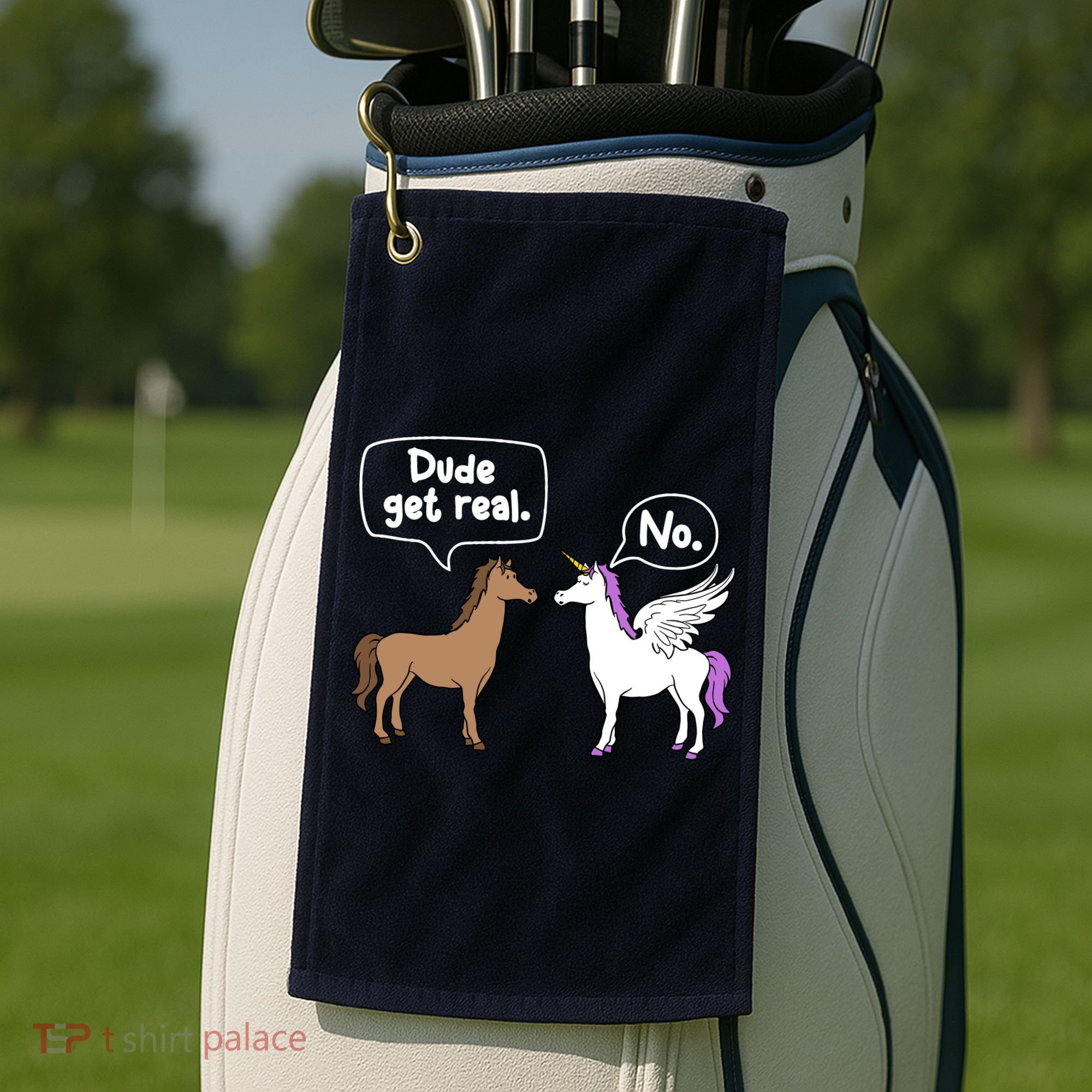 Dude Get Real Mythical Animal Rainbow Unicorn Magical Golf Towel