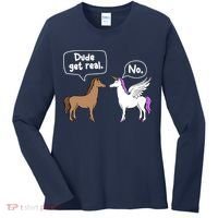 Dude Get Real Mythical Animal Rainbow Unicorn Magical Women's Long Sleeve Shirt thumb 0