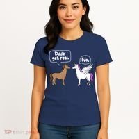 Dude Get Real Mythical Animal Rainbow Unicorn Magical Women's T-Shirt thumb 4