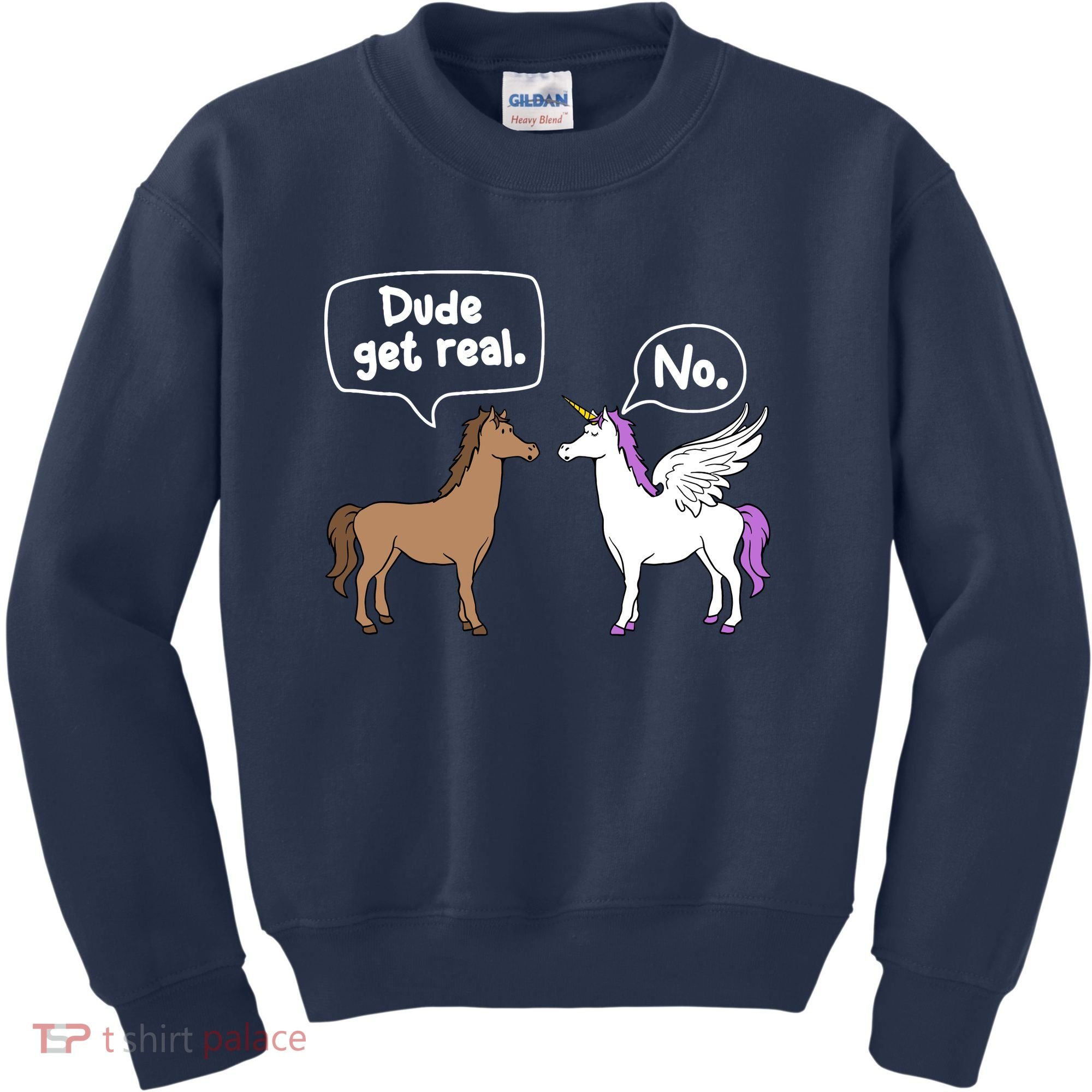 Dude Get Real Mythical Animal Rainbow Unicorn Magical Kids Sweatshirt