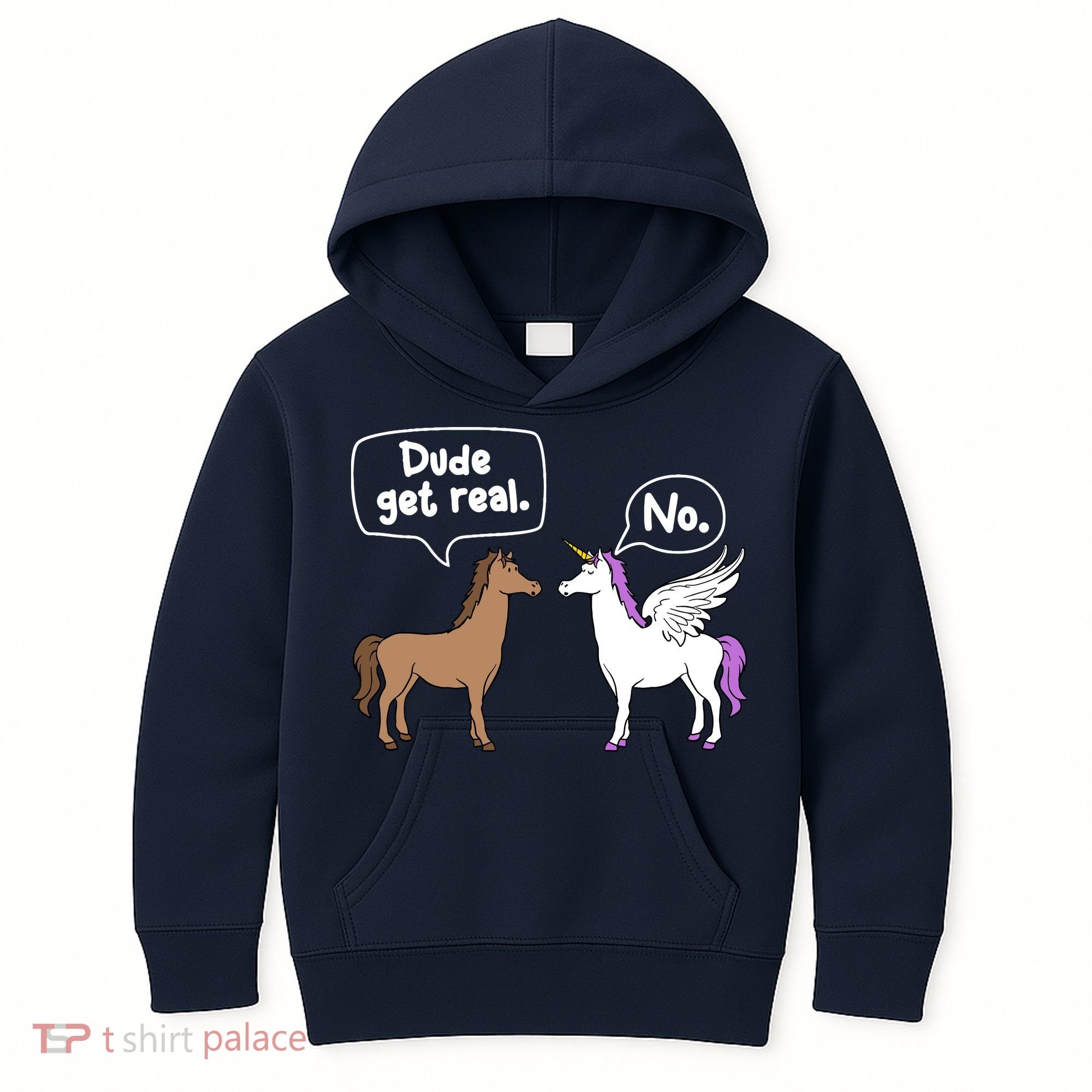 Dude Get Real Mythical Animal Rainbow Unicorn Magical Kids Hoodie