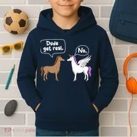 Dude Get Real Mythical Animal Rainbow Unicorn Magical Kids Hoodie thumb 2