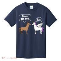 Dude Get Real Mythical Animal Rainbow Unicorn Magical Kids T-Shirt thumb 0