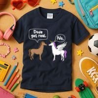 Dude Get Real Mythical Animal Rainbow Unicorn Magical Kids T-Shirt thumb 3