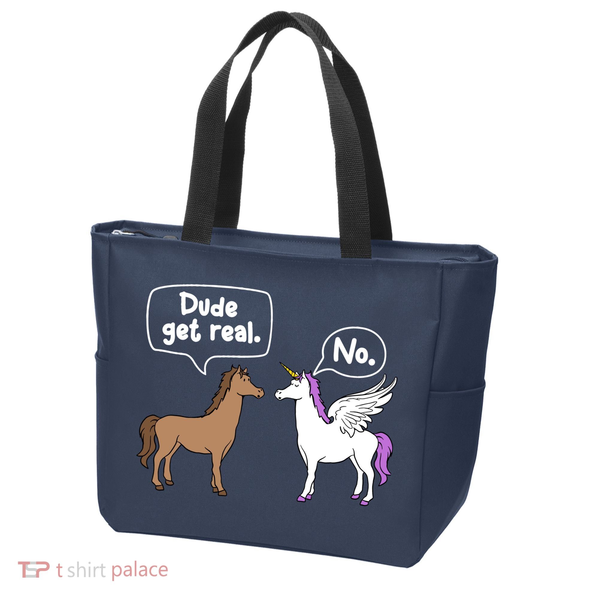 Dude Get Real Mythical Animal Rainbow Unicorn Magical Tote Bag