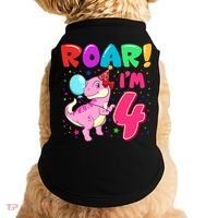 Dinosaur Girl Roar Im 4 Year Old 4th Birthday Party Doggie Tank thumb 0