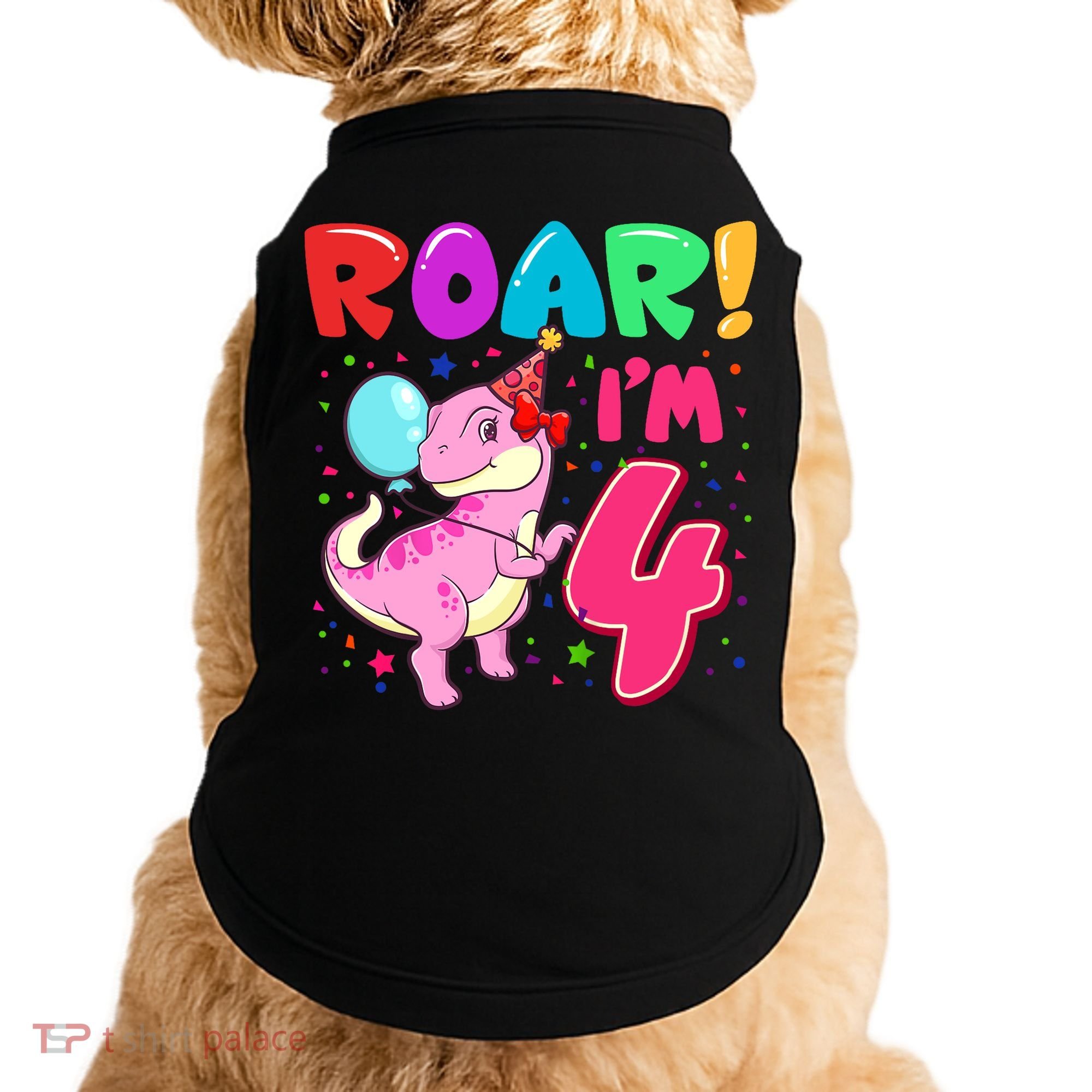 Dinosaur Girl Roar Im 4 Year Old 4th Birthday Party Doggie Tank