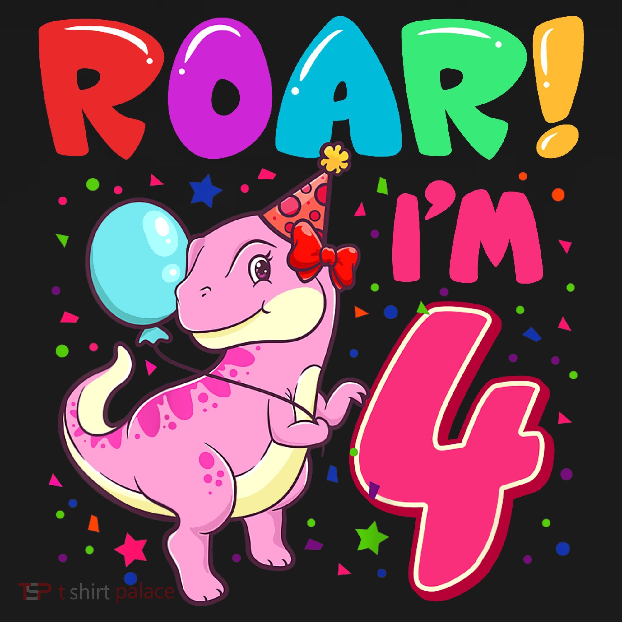Dinosaur Girl Roar Im 4 Year Old 4th Birthday Party Doggie Tank