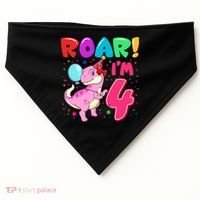 Dinosaur Girl Roar Im 4 Year Old 4th Birthday Party USA-Made Doggie Bandana thumb 0