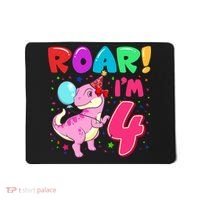 Dinosaur Girl Roar Im 4 Year Old 4th Birthday Party Mousepad thumb 0