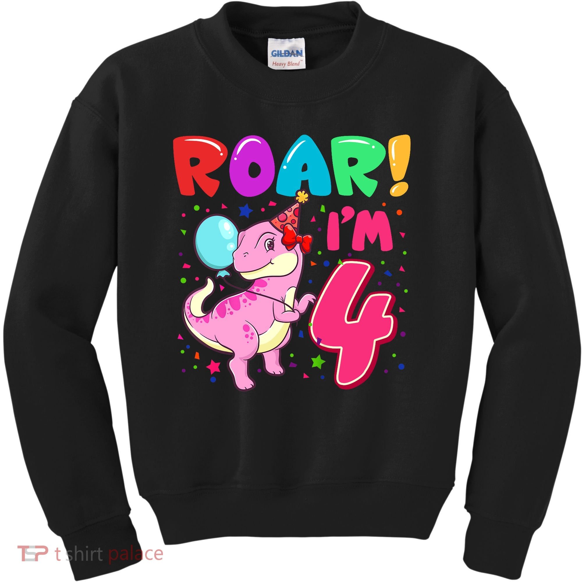 Dinosaur Girl Roar Im 4 Year Old 4th Birthday Party Kids Sweatshirt